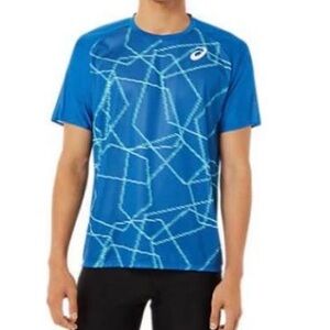 Asics Men's Geometric Blue Rash Guard